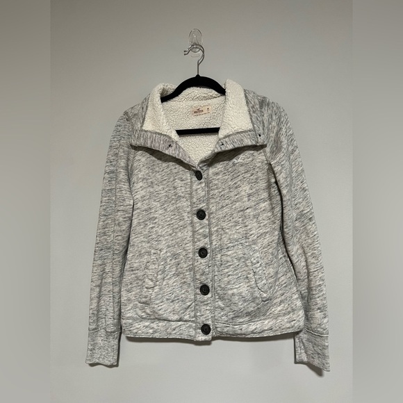 Hollister Sherpa Lined Sweatshirt Jacket Size Medium - Picture 1 of 6